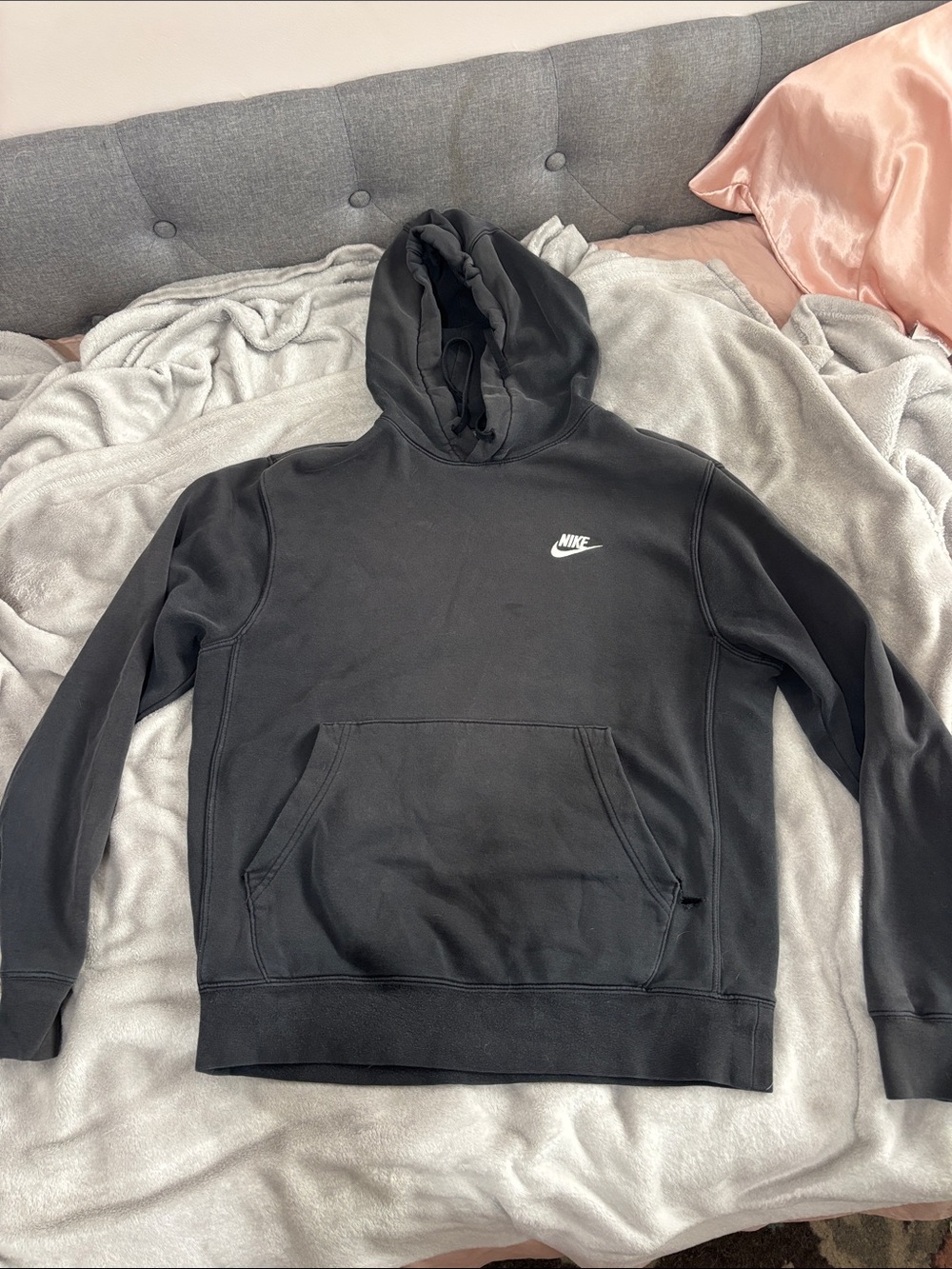 Nike Black Crewneck Hoodie with White Swoosh